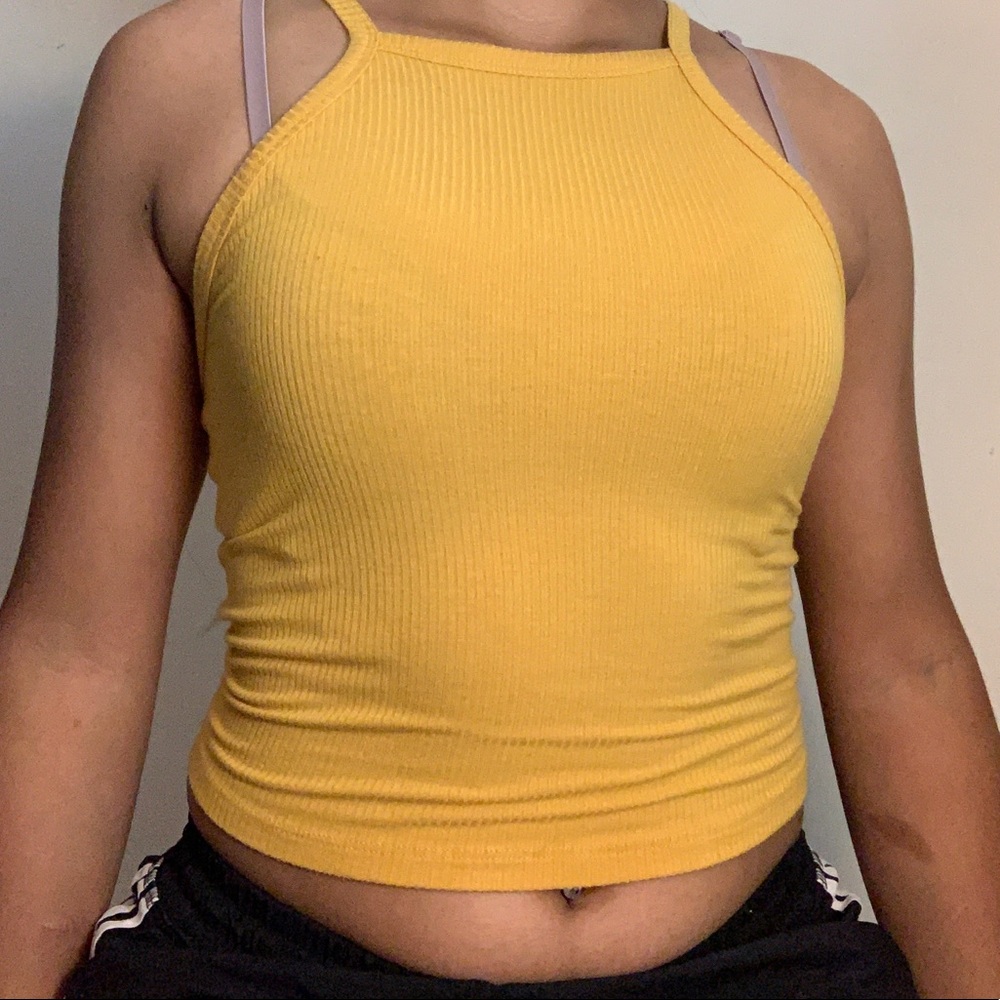 yellow cropped tank top